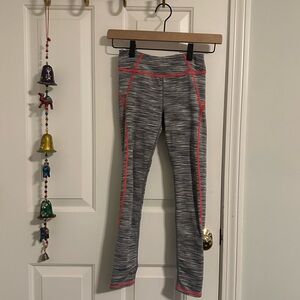 Z by Zella- Girls Gray Leggings with Pink Stitching M